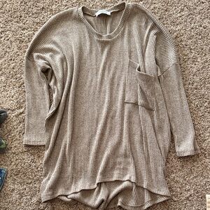 Carly Jean Cozy Ribbed Knit Sweater with Pocket